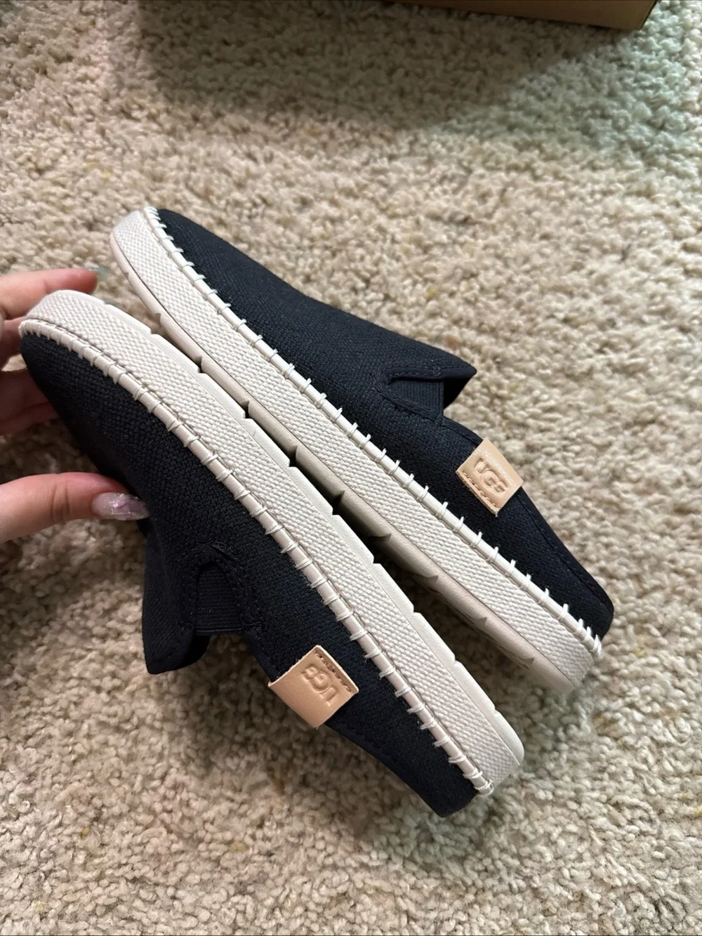UGG Women's Black Canvas Slip On Mule Espadrille Shoes Sneakers Size 7.5